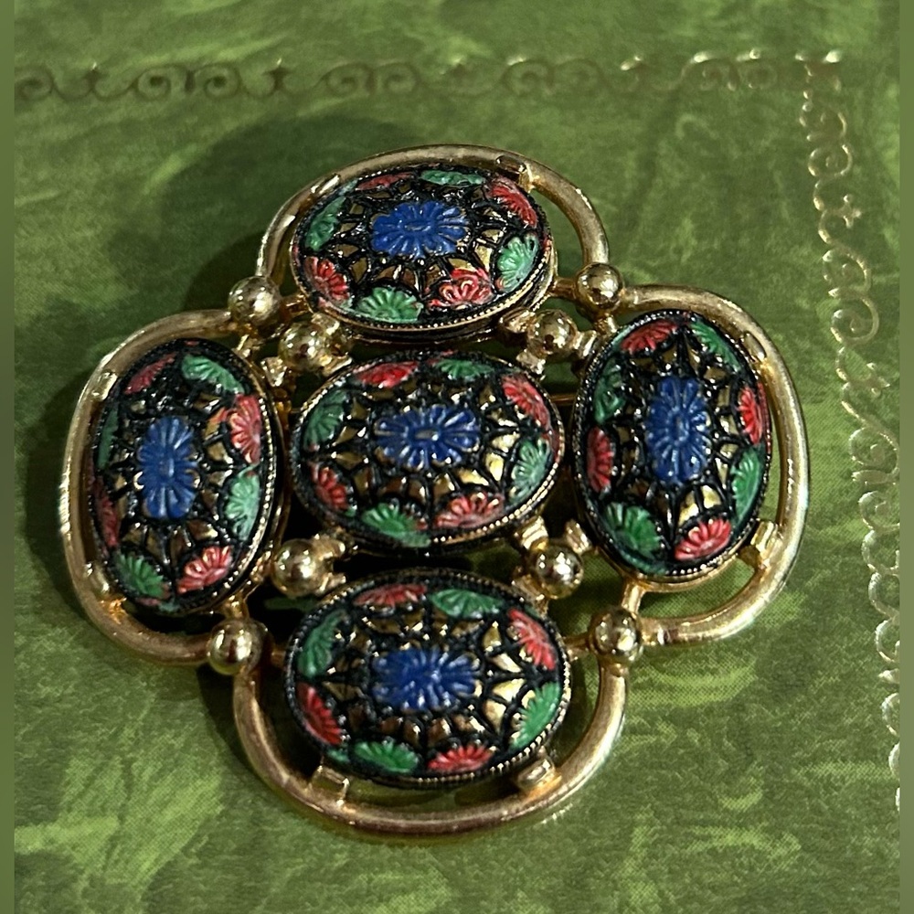 VINTAGE JULIANA FOR SARAH COVENTRY MOROCCAN MATRIX MALTESE CROSS BROOCH